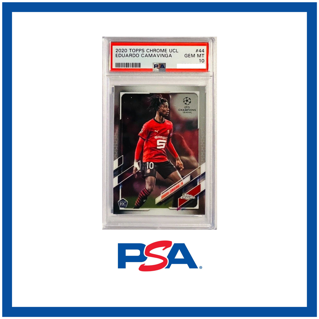 2020-21 Topps Chrome UEFA Eduardo Camavinga RC Rookie Card #44 PSA 10