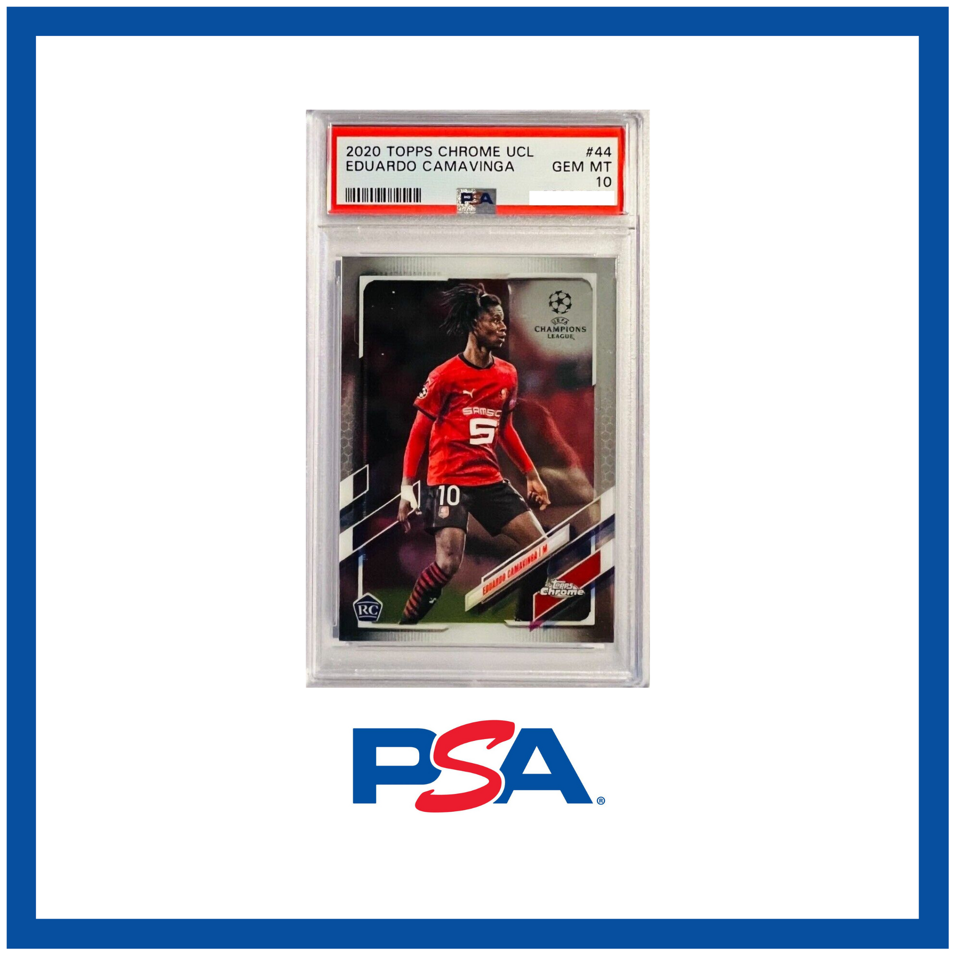 2020-21 Topps Chrome UEFA Eduardo Camavinga RC Rookie Card #44 PSA 10