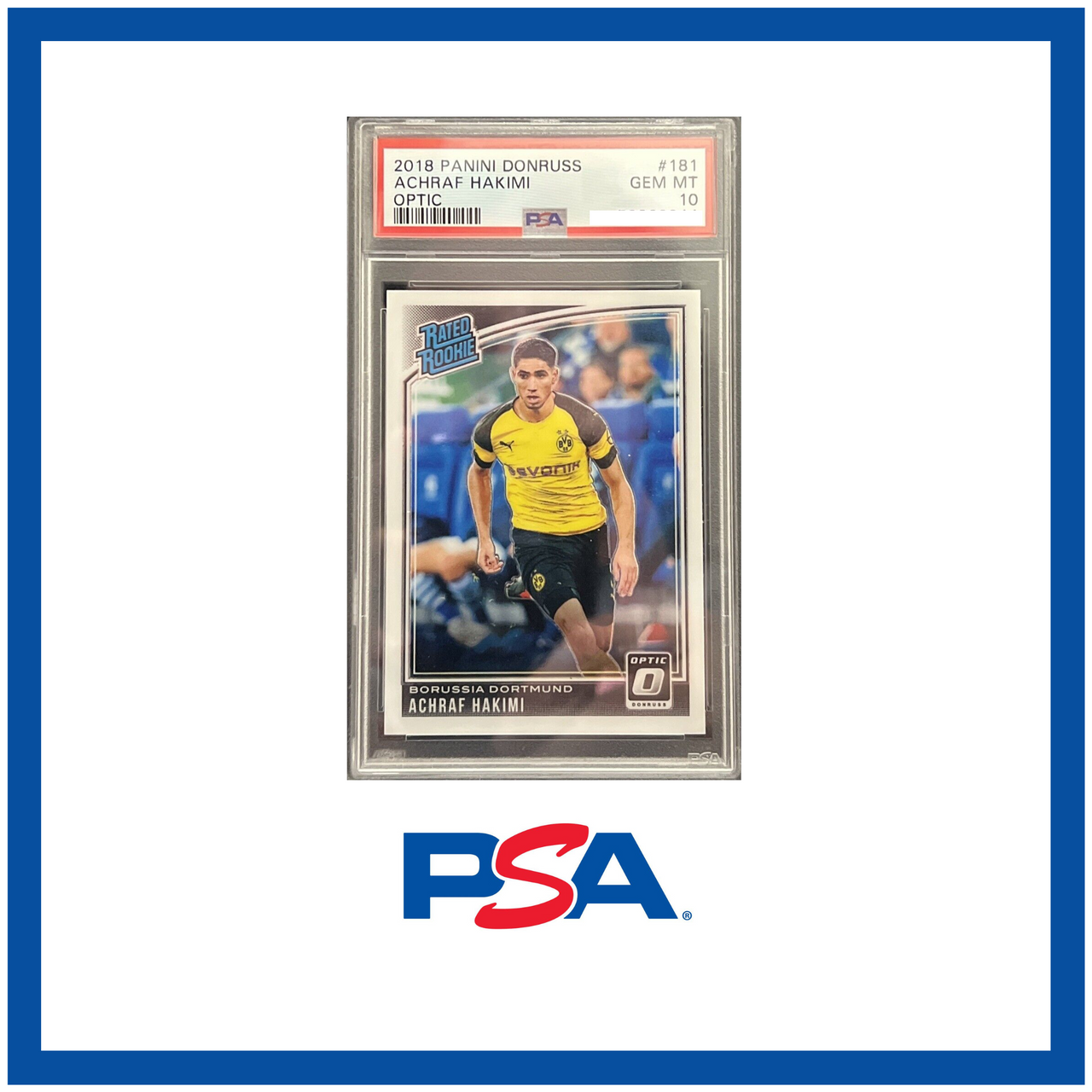 2018 Panini Donruss ACHRAF HAKIMI ROOKIE PSA 10 Dortmund #181