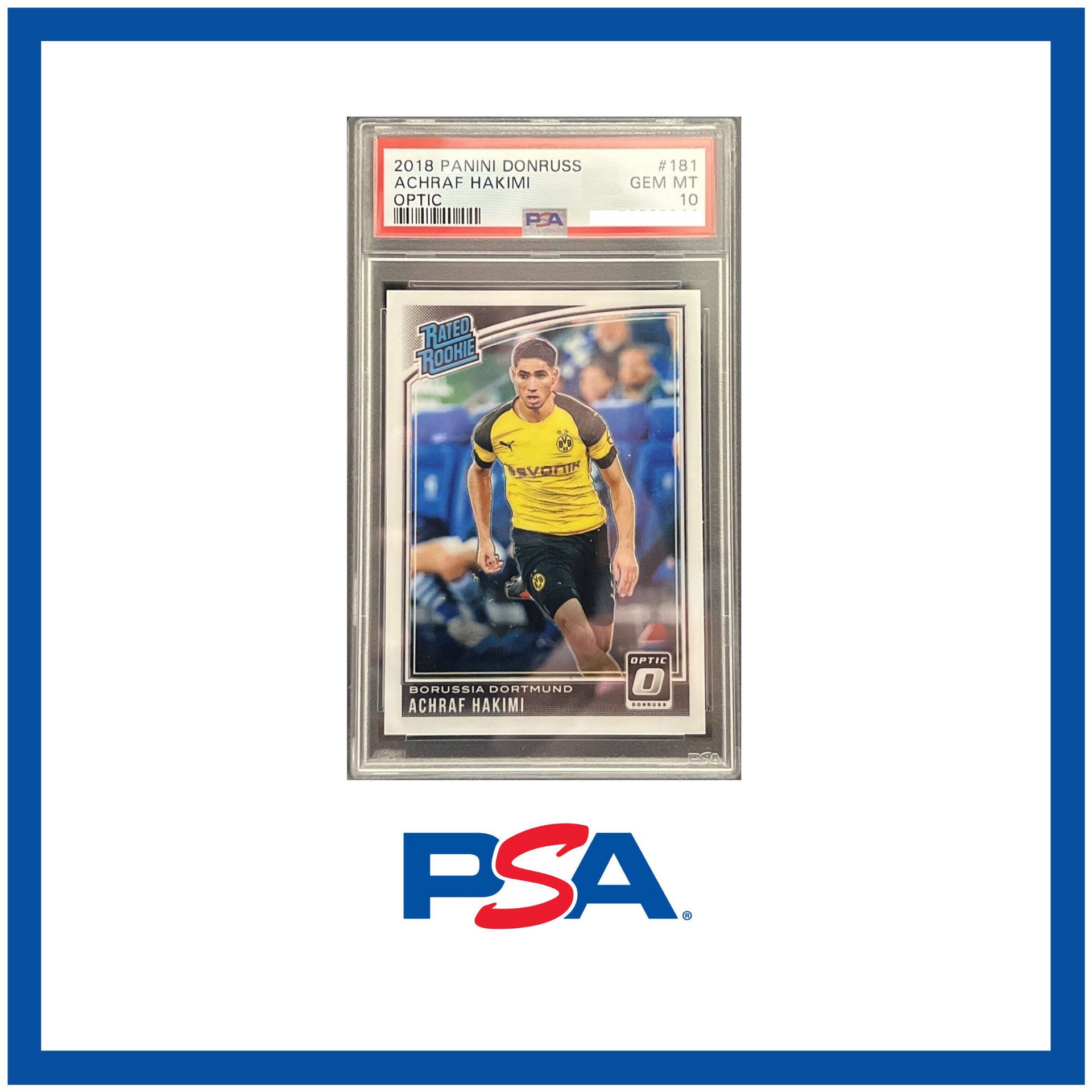 2018 Panini Donruss ACHRAF HAKIMI ROOKIE PSA 10 Dortmund #181