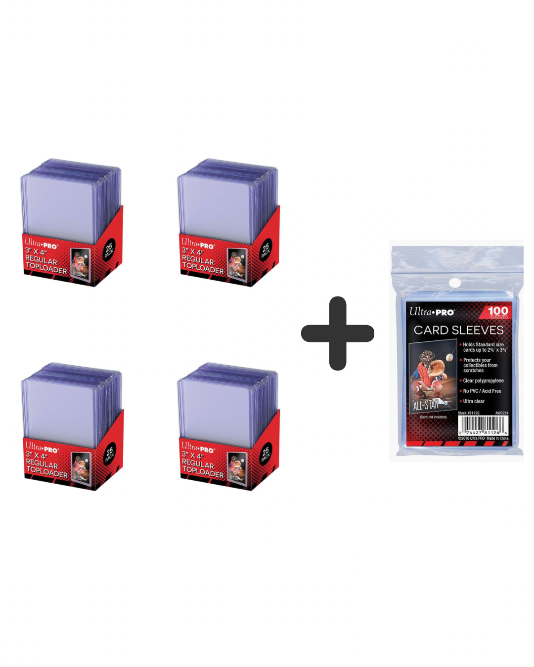 Ultra Pro Combi Deal – 100 Toploaders (4 Pack) + 100 Sleeves