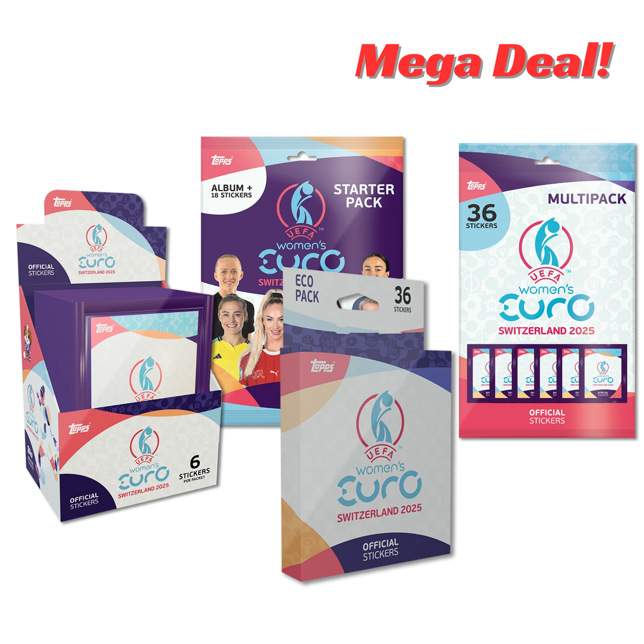 Topps UEFA Women’s Euro 2025 Switzerland Display 50 Sticker Tüten Packs Fußball Topps UEFA Women’s Euro 2025 Switzerland Display 50 Sticker Tüten Packs Fußball