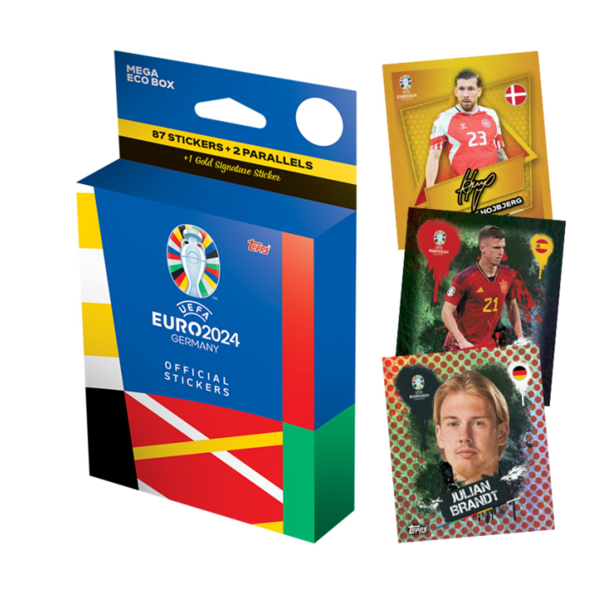 Euro 2024 Stickercollectie - Mega Eco Box met 2 Parallelle Stickers + 1 Gold Signature