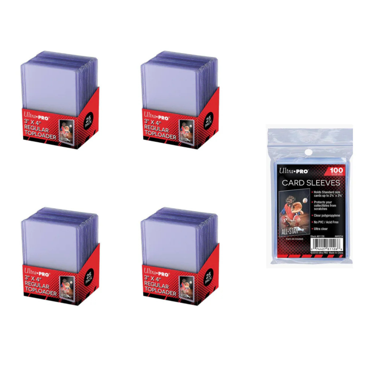 Ultra Pro Combi Deal – 100 Toploaders (4 Pack) + 100 Sleeves