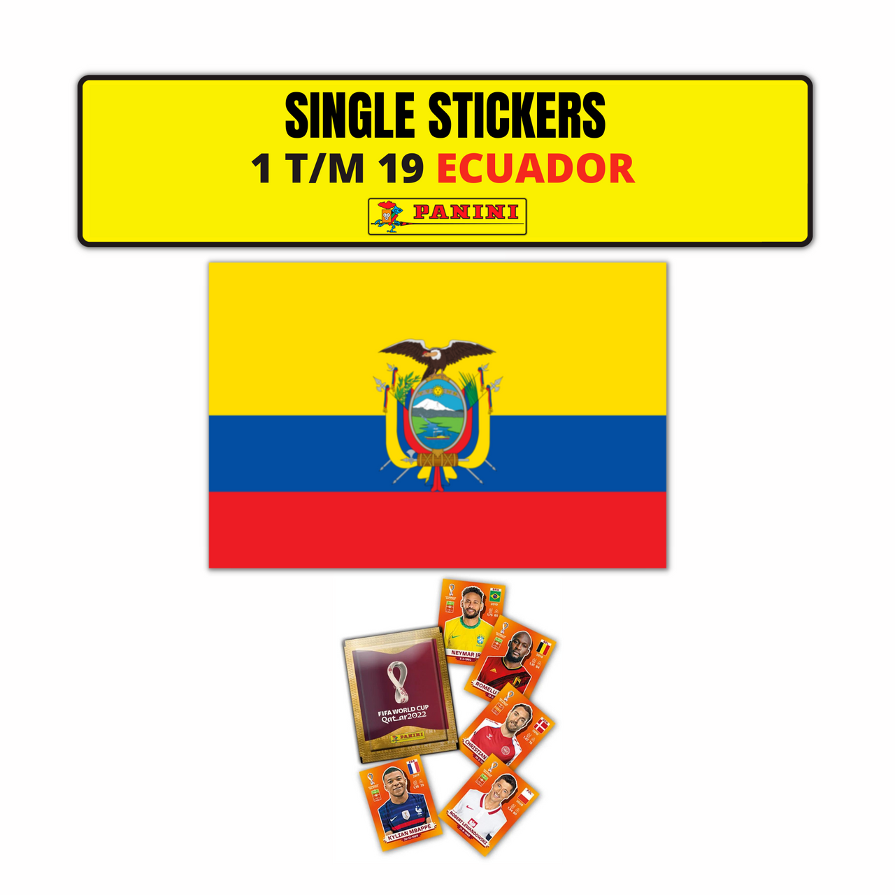 TEAM ECUADOR SINGLE ORANGE STICKERS - PANINI FIFA QATAR 2022