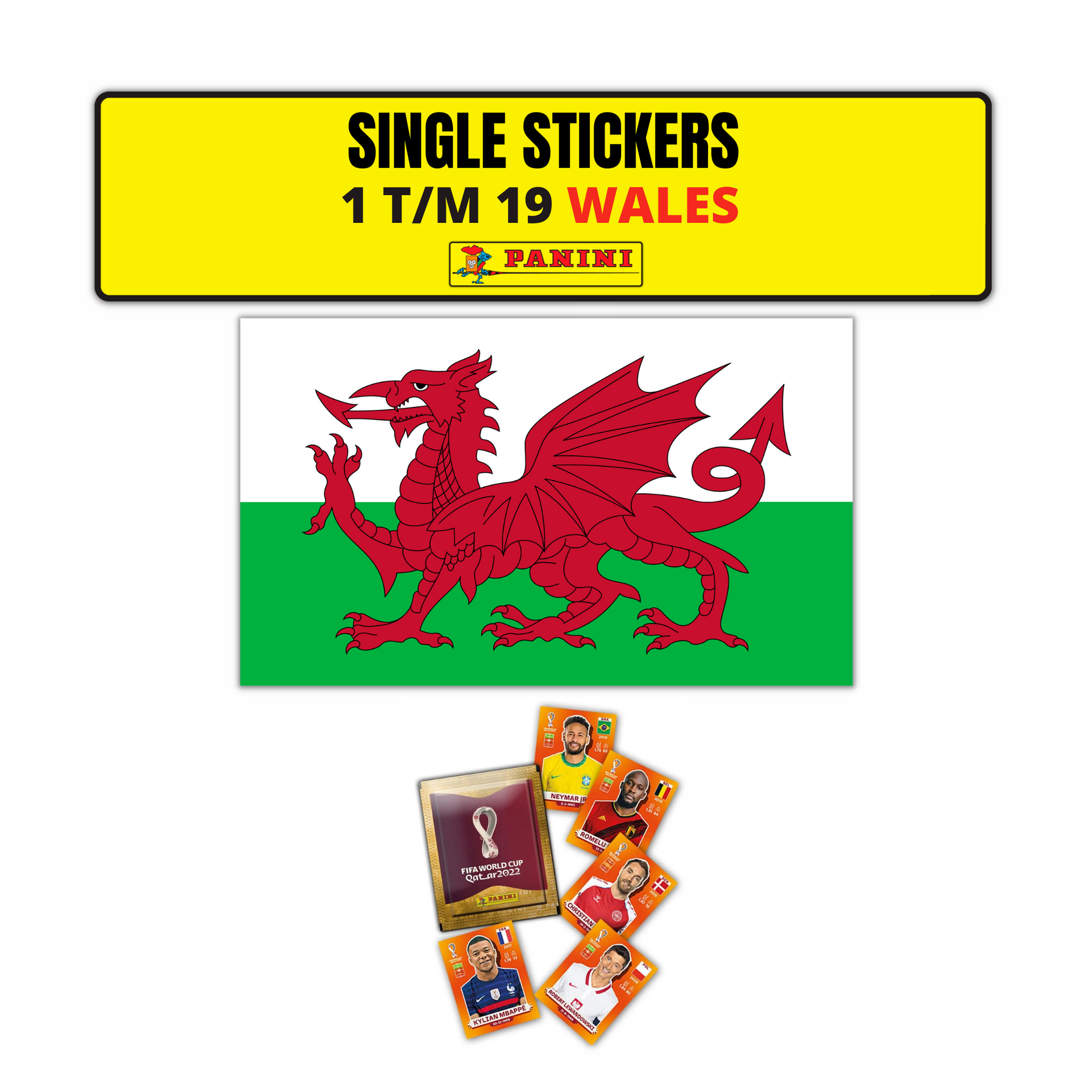 TEAM WALES ORANGE SINGLE STICKERS - PANINI FIFIA QATAR 2022