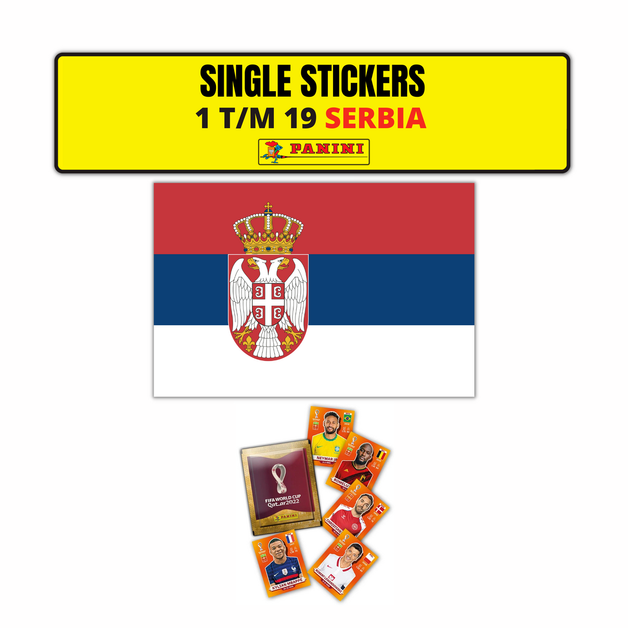 TEAM SERBIA ORANGE SINGLE STICKERS - PANINI FIFIA QATAR 2022