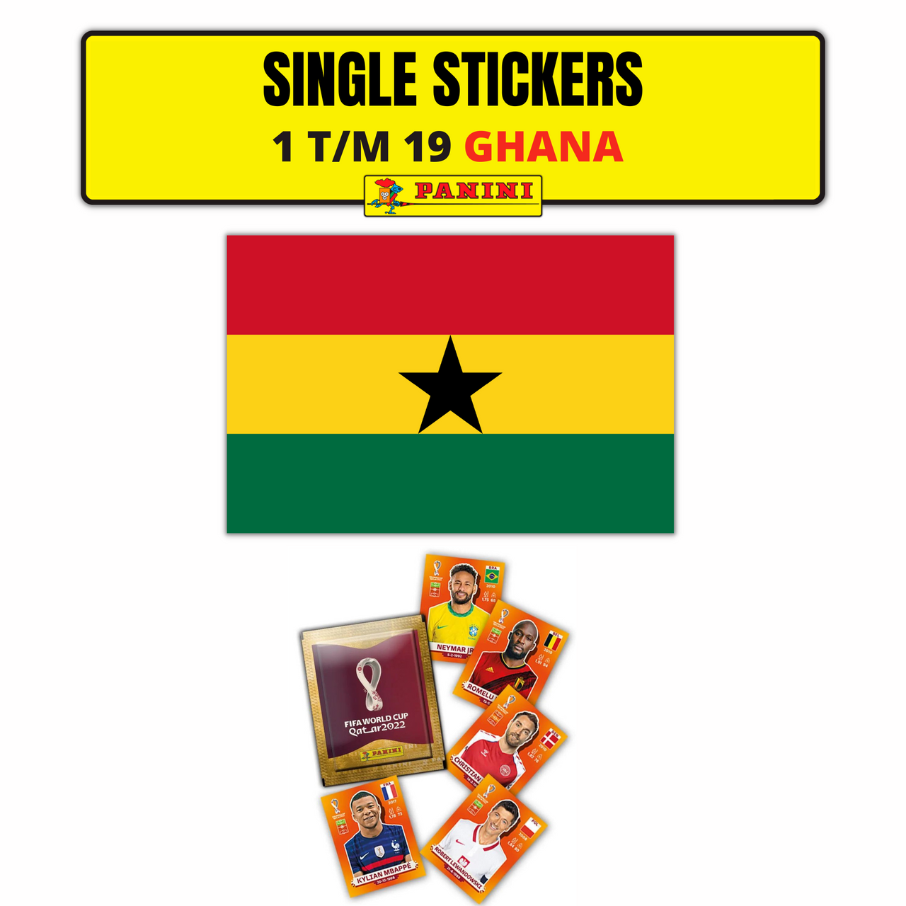 TEAM GHANA ORANNGE SINGLE STICKERS - PANINI FIFIA QATAR 2022